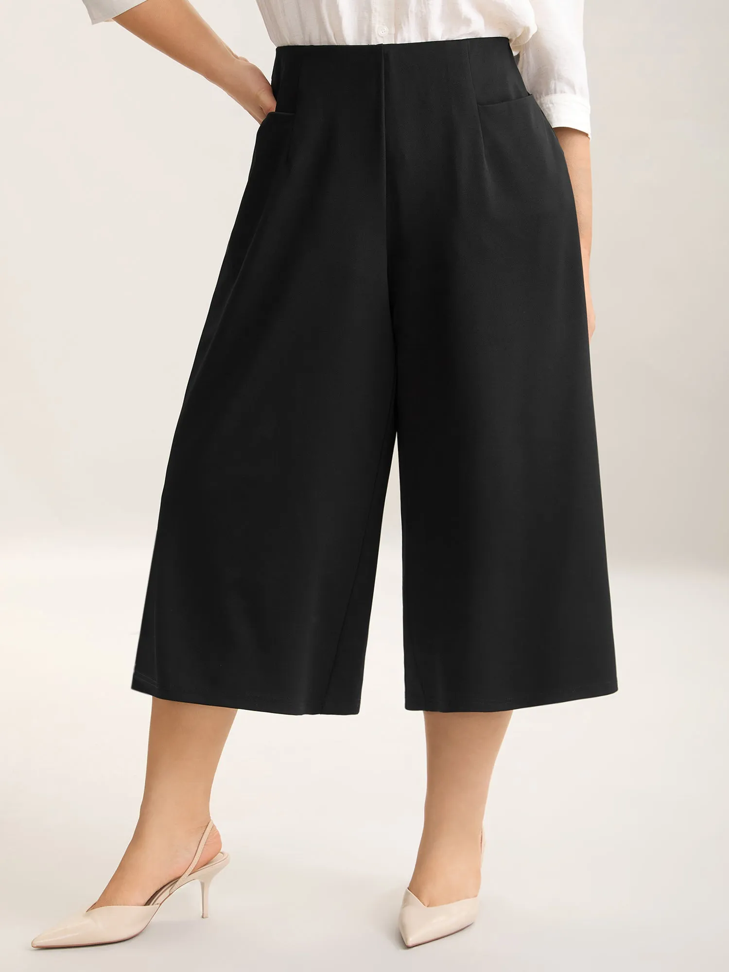 Stretch Woven Wide-Leg Pull-On Pants sold by Bloomchic