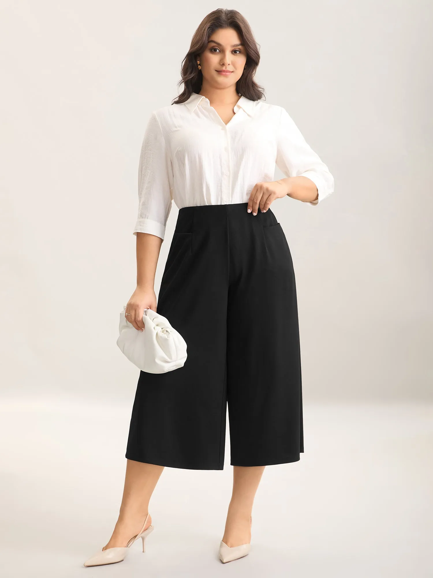 Stretch Woven Wide-Leg Pull-On Pants sold by Bloomchic product image thumbnail 3