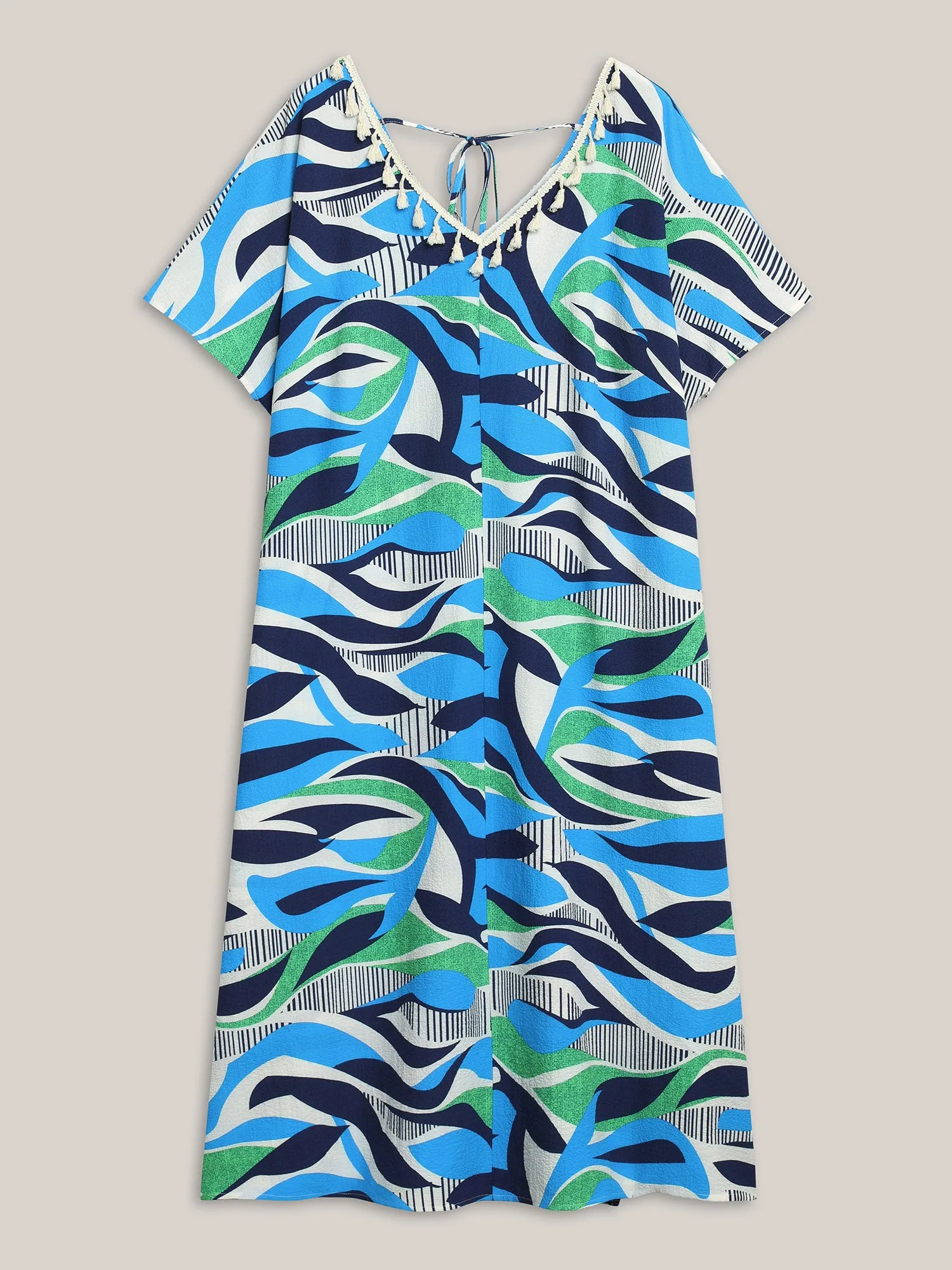 Abstract Print Backless Ribbon Maxi Dress sold by Bloomchic product image thumbnail 5