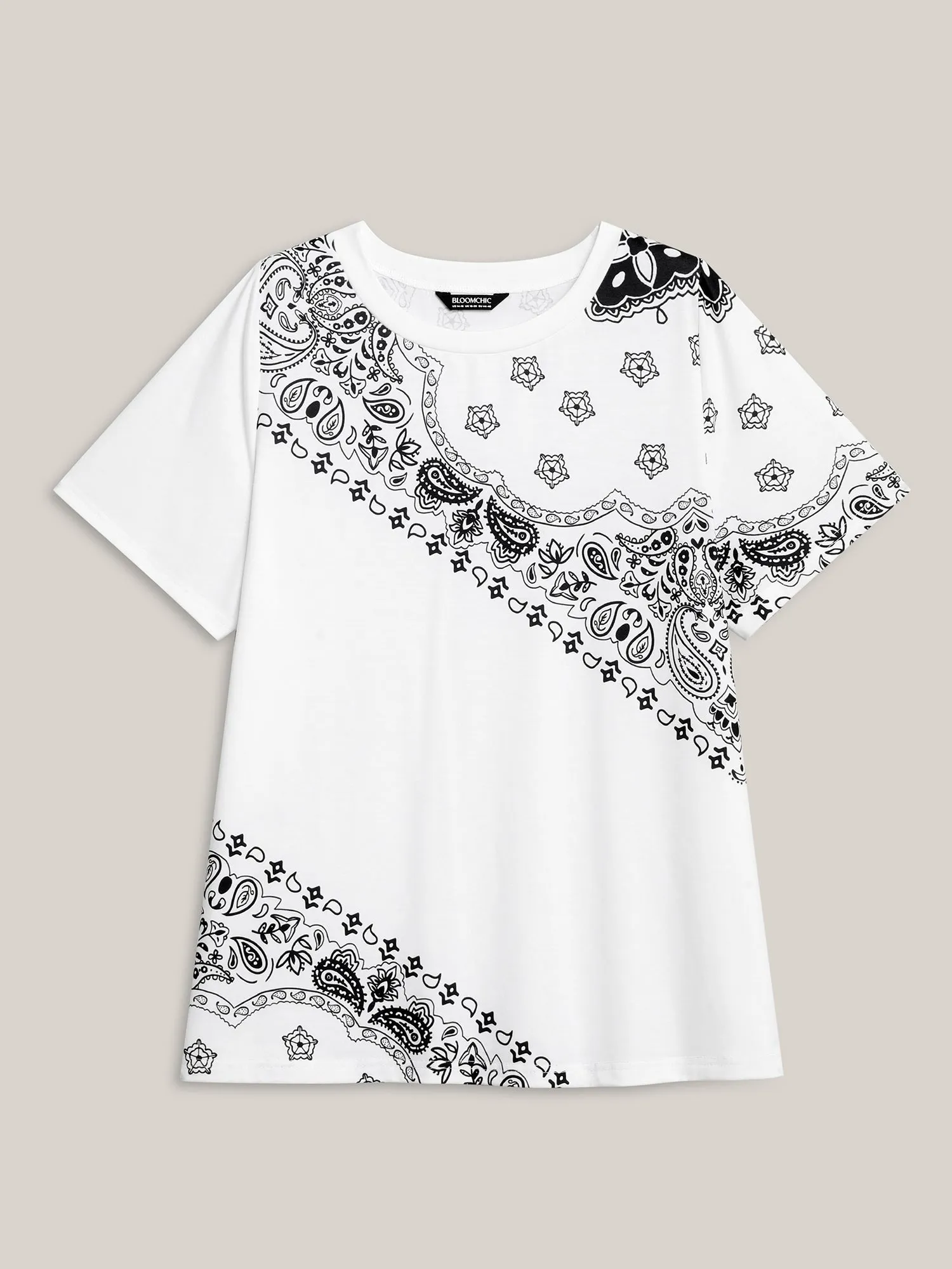 Boho Print Plain Crewneck T-Shirt sold by Bloomchic product image thumbnail 5