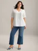 Cotton Embroidery Notched Neck Tie Shirt sold by Bloomchic