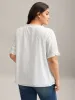 Cotton Embroidery Notched Neck Tie Shirt sold by Bloomchic