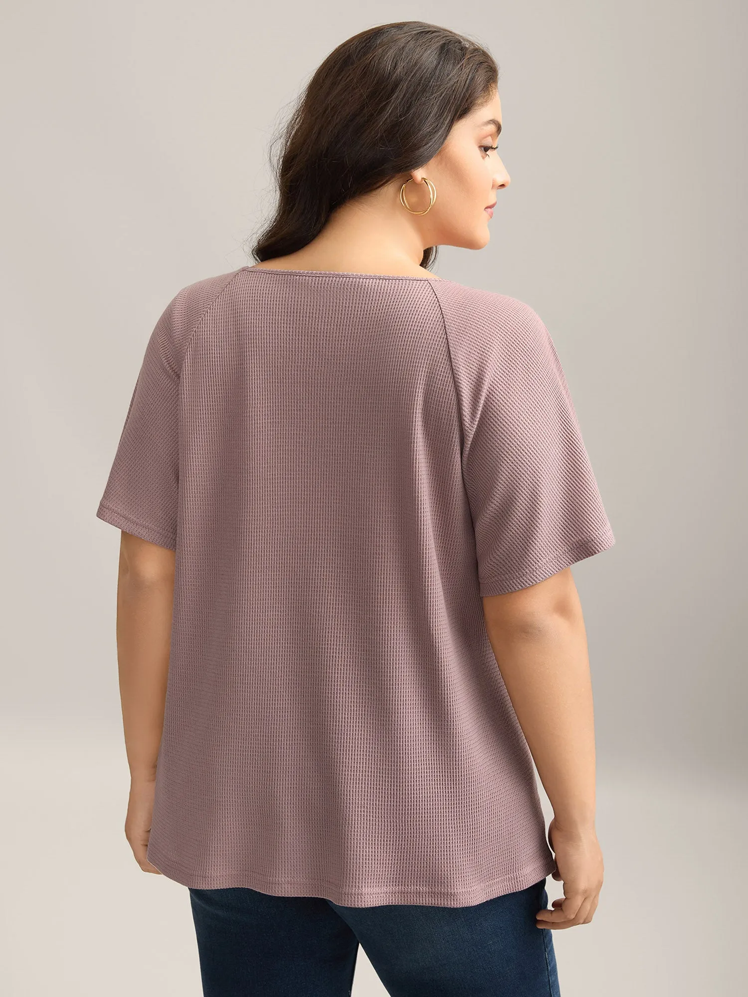 Waffle Neck-Tie Flowy Plain Knit Top sold by Bloomchic product image thumbnail 4