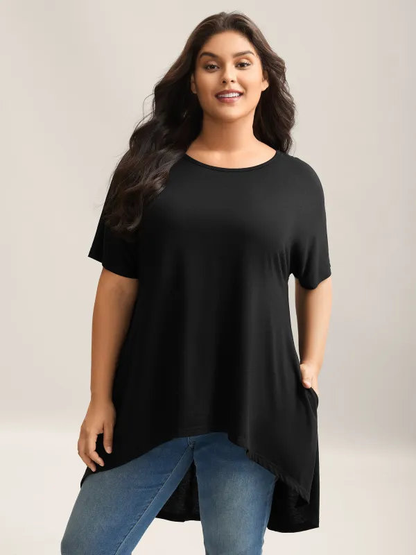 Supersoft Stretchy High-Low Hem T-Shirt sold by Bloomchic