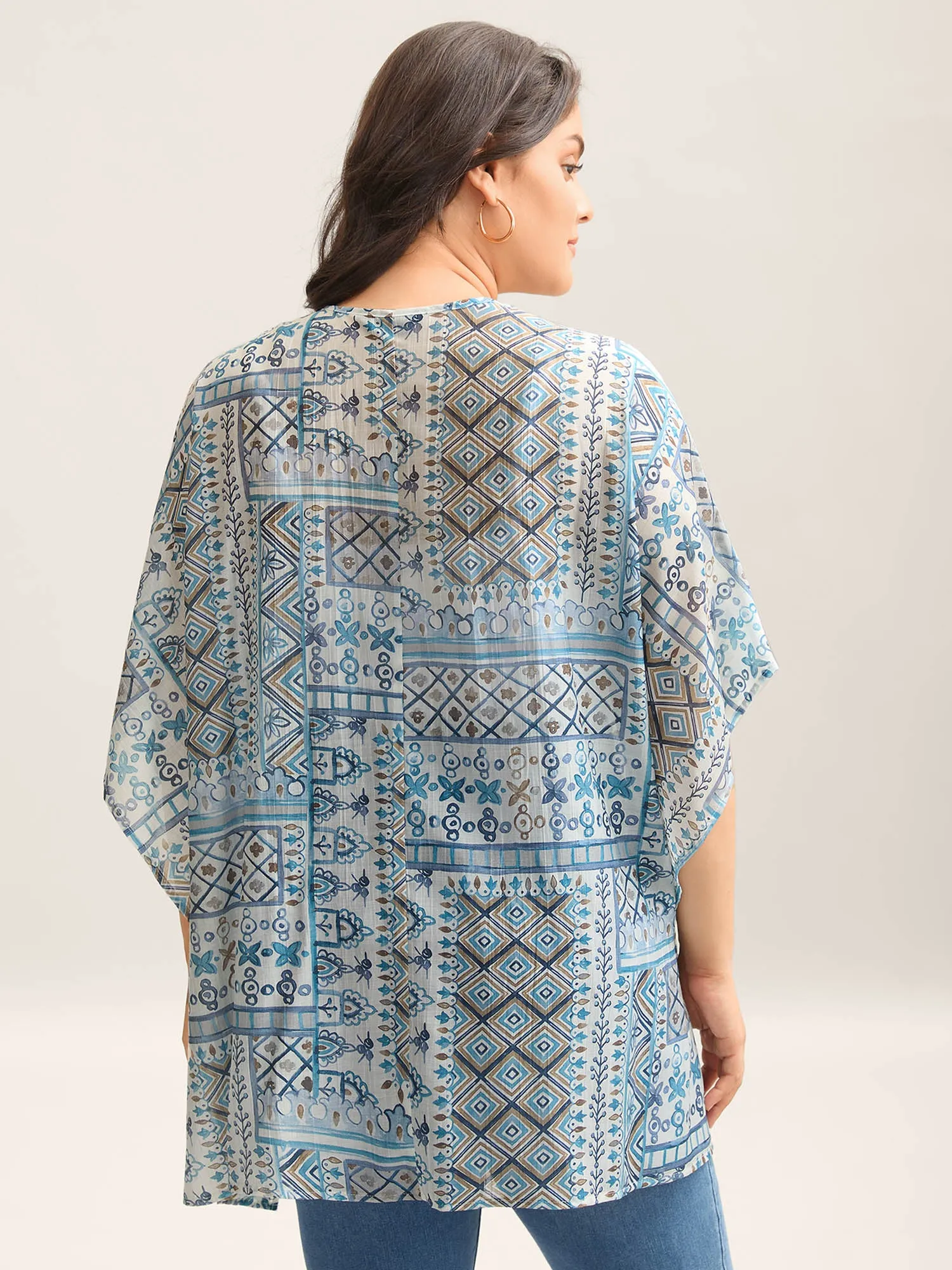 Abstract Print Flowy Sleeve Kimono sold by Bloomchic product image thumbnail 4