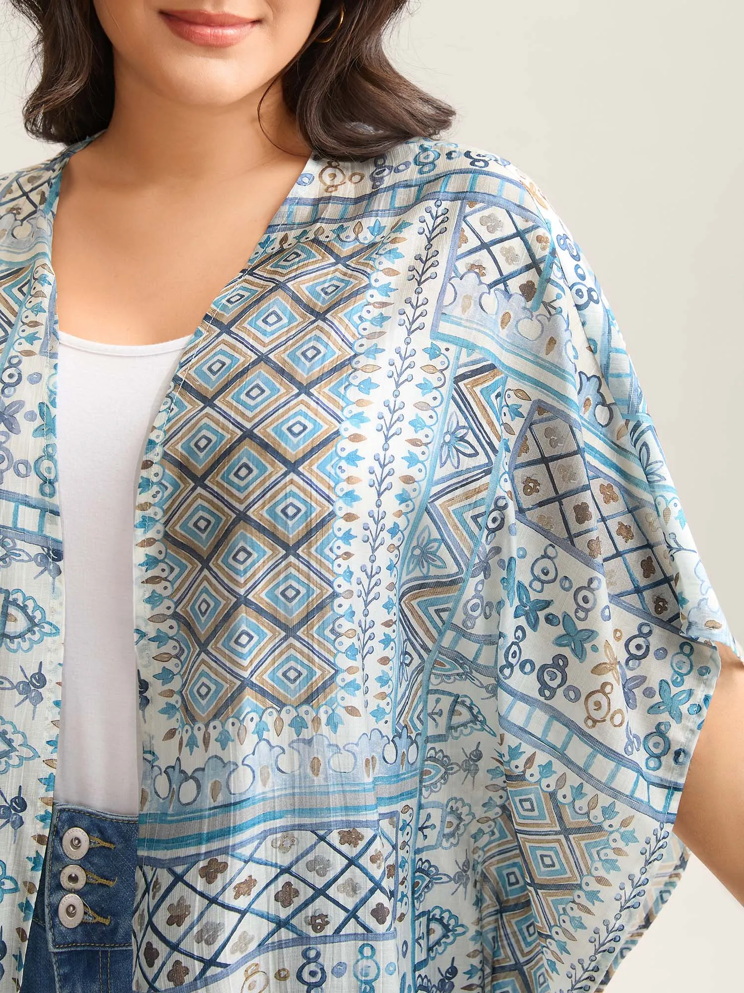 Abstract Print Flowy Sleeve Kimono sold by Bloomchic product image thumbnail 2