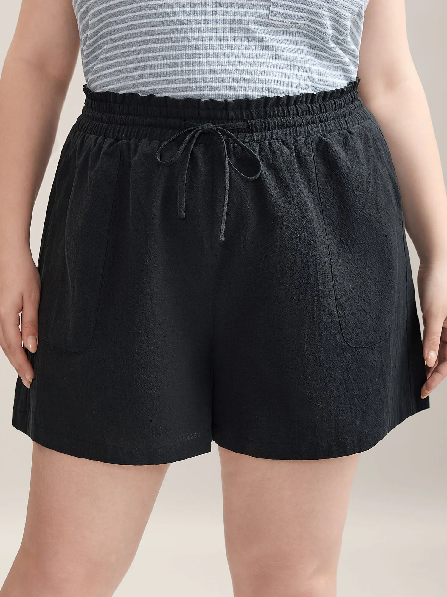 Drawstring Waist Pockets Straight-Leg Shorts sold by Bloomchic