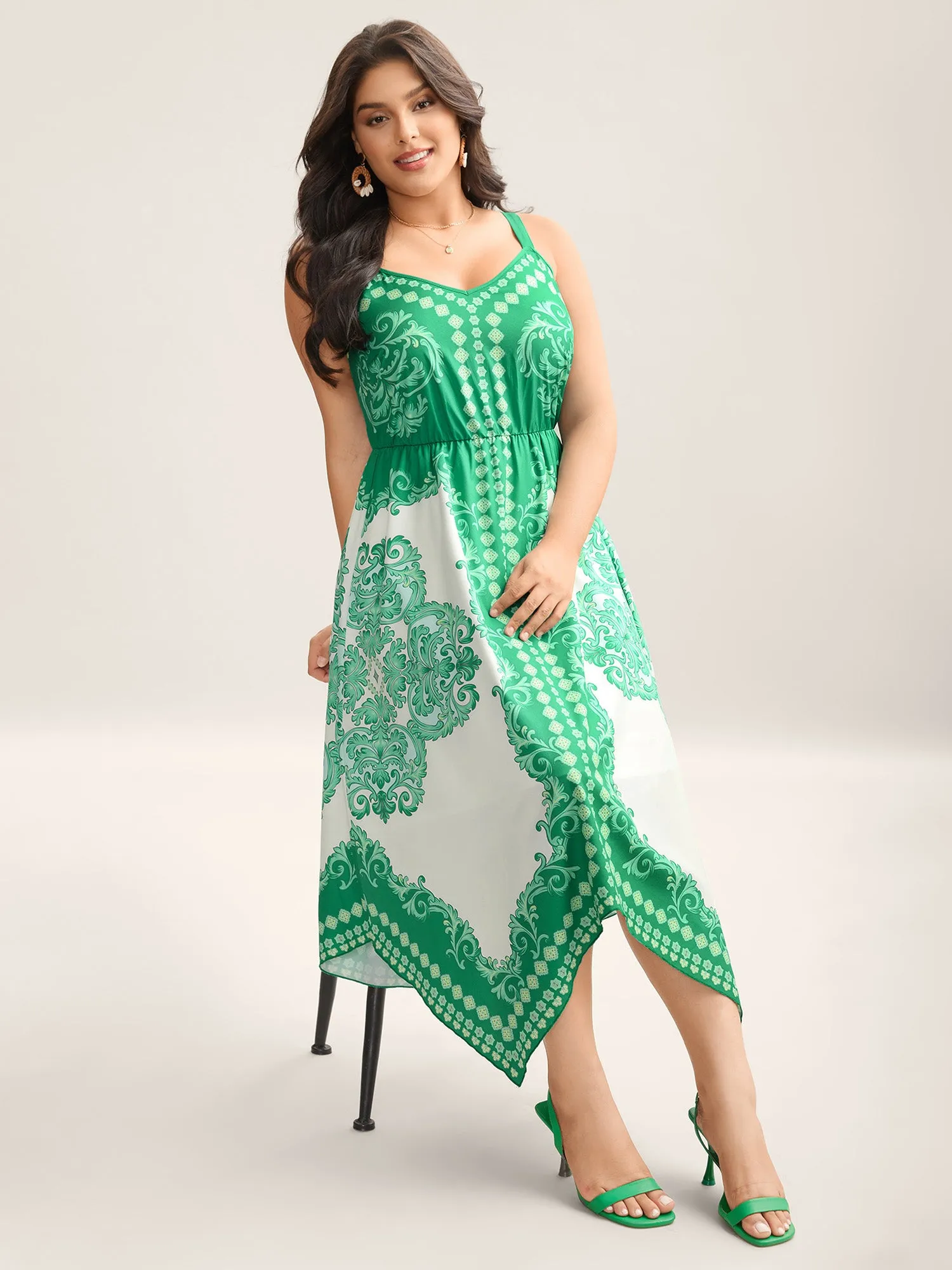 Floral Print High-Low Hem Midi Dress sold by Bloomchic product image thumbnail 3