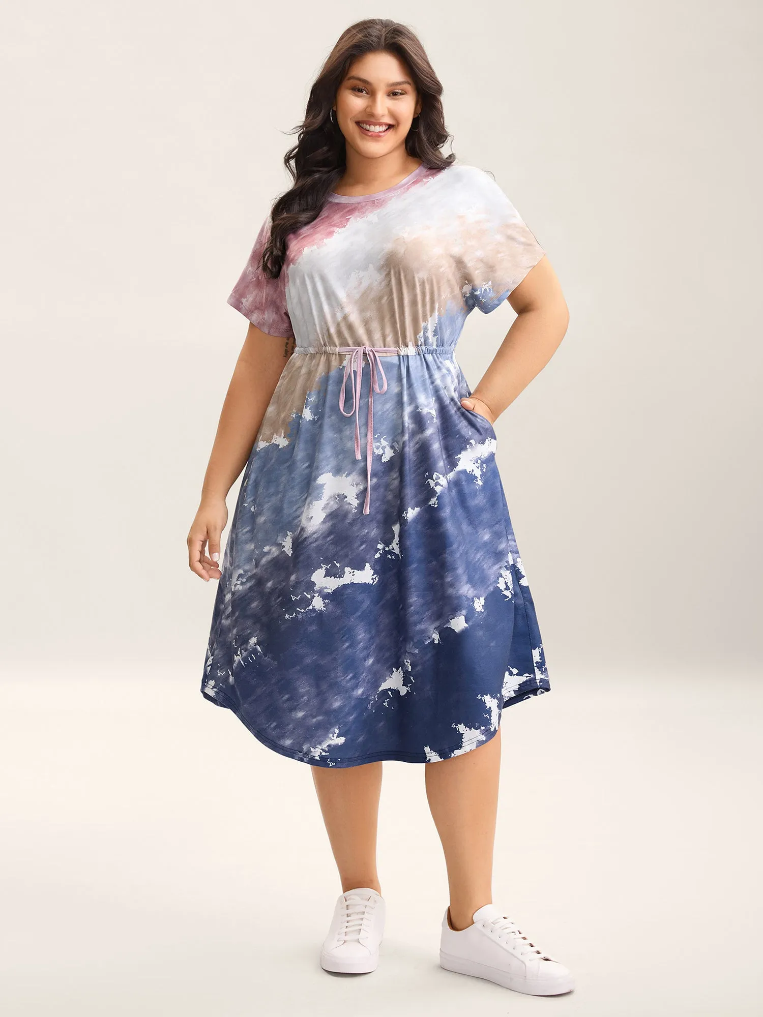 Colorful Stripes Waist-Tie Midi Dress sold by Bloomchic