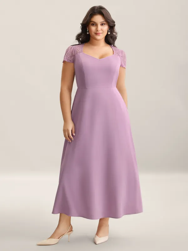 Sheer Lace Sleeve Spliced Pockets Maxi Dress sold by Bloomchic