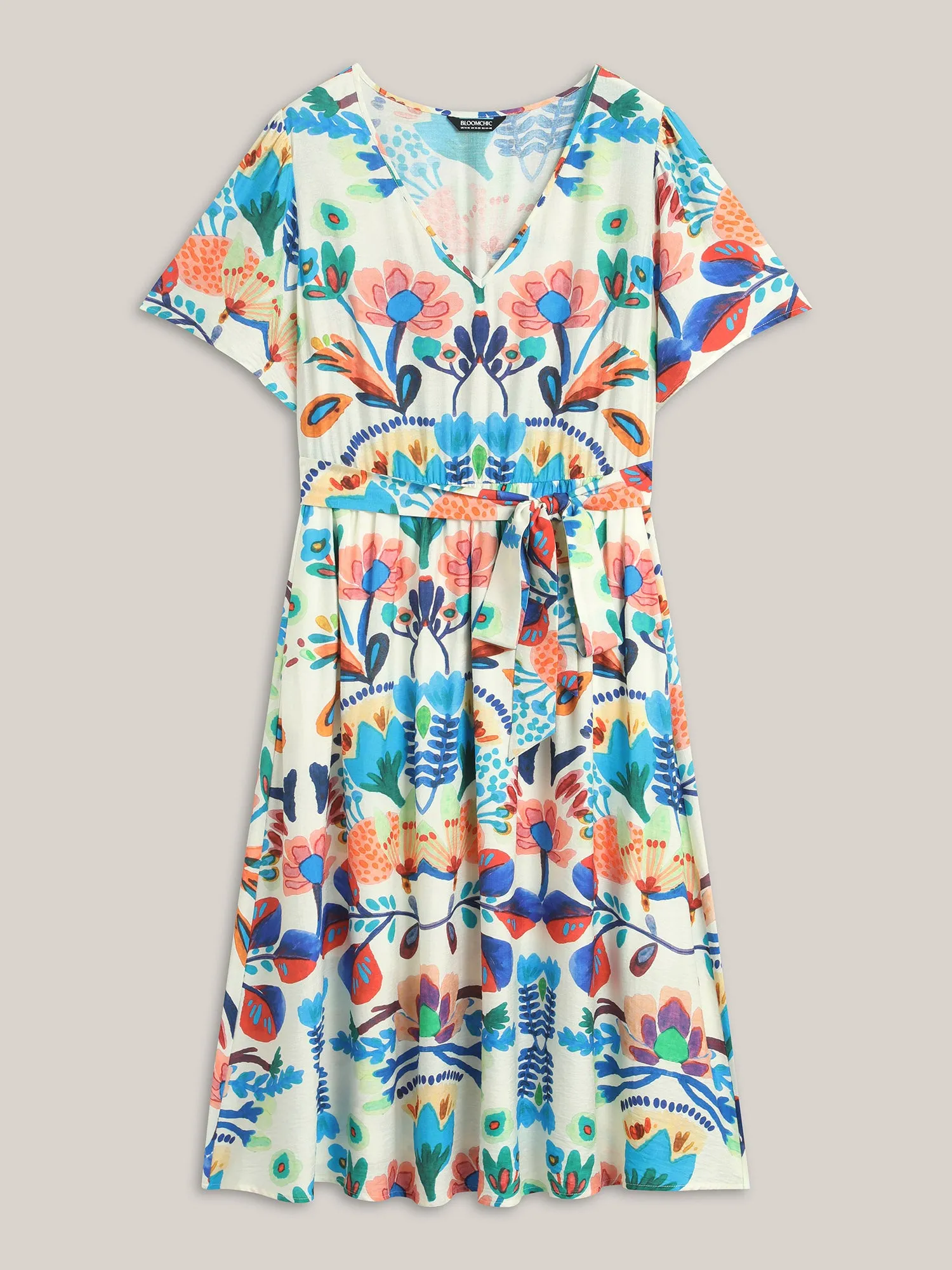 Blooming Florals V-Neck Pockets Midi Dress sold by Bloomchic product image thumbnail 5