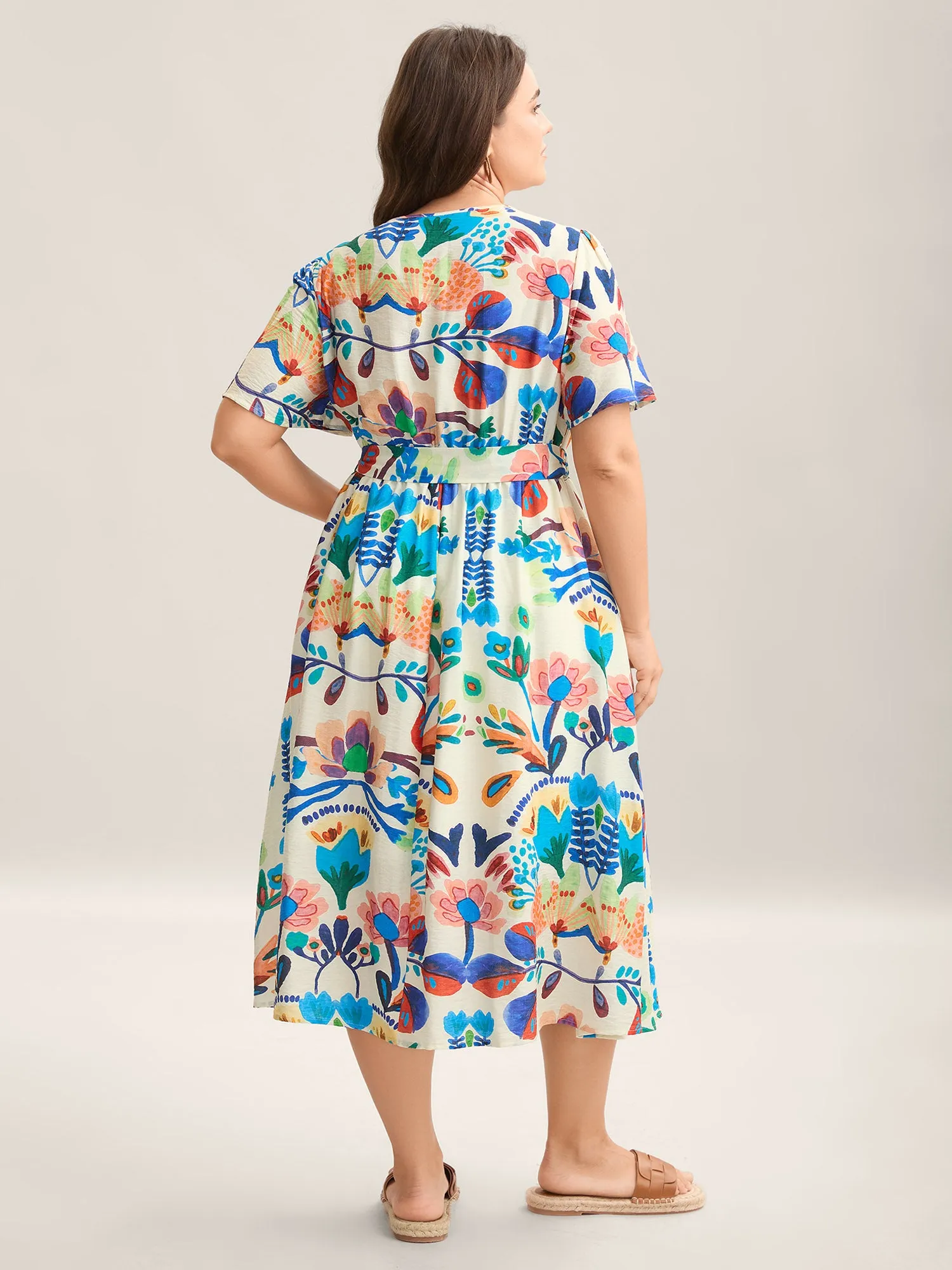 Blooming Florals V-Neck Pockets Midi Dress sold by Bloomchic product image thumbnail 4