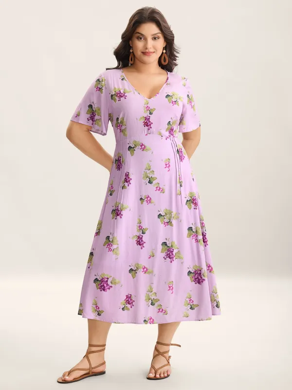 Fruity Floral Print Toothpick Pleat Maxi Dress sold by Bloomchic