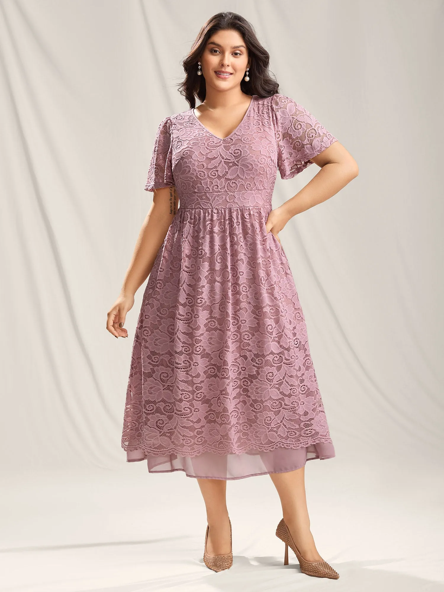 Romantic Lace Cinched Waist Maxi Dress sold by Bloomchic