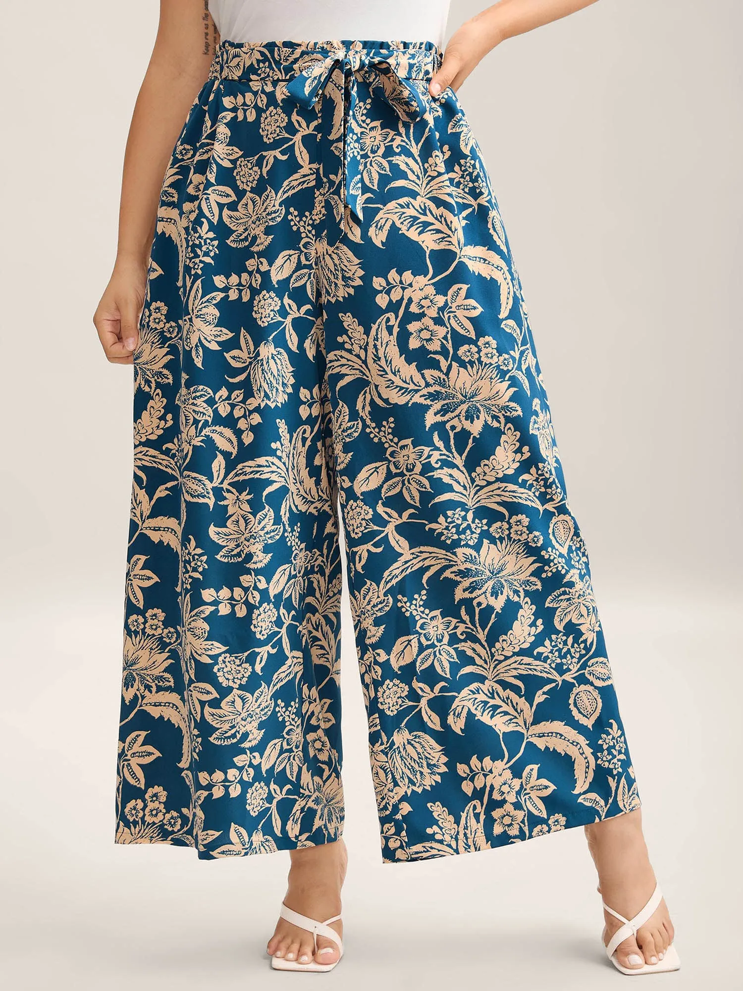 Floral Perfection Belted Wide-Leg Pants sold by Bloomchic