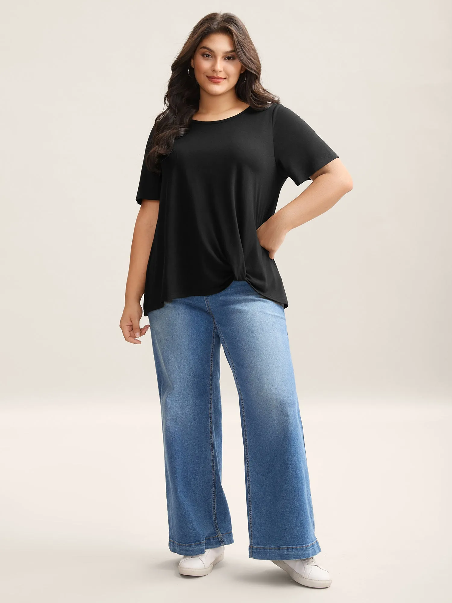 Stretchy Supersoft Plain Knit Top sold by Bloomchic product image thumbnail 3