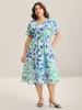 Chiffon Floral Neck Tie Lined Midi Dress sold by Bloomchic