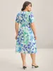 Chiffon Floral Neck Tie Lined Midi Dress sold by Bloomchic