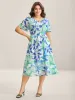 Chiffon Floral Neck Tie Lined Midi Dress sold by Bloomchic