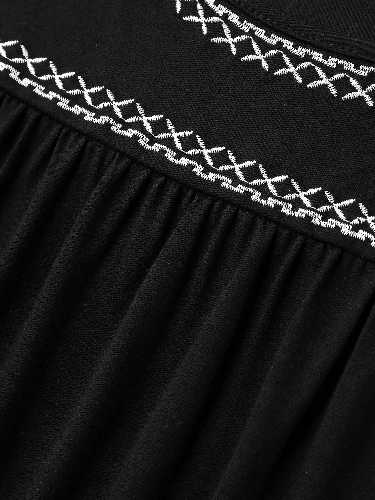 Crisscross Embroidery Straight-Fit T-Shirt sold by Bloomchic product image thumbnail 5