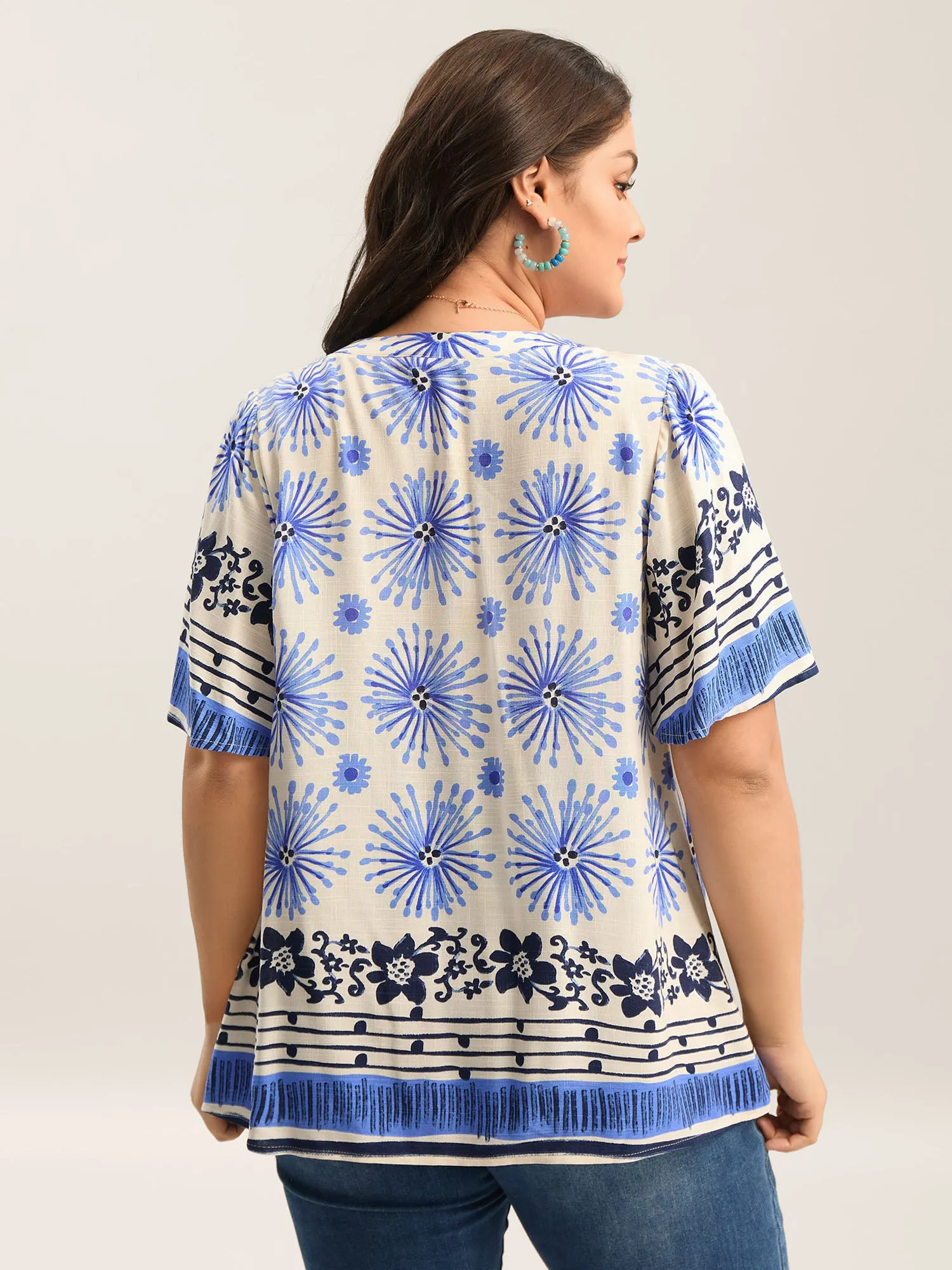 Floral Symphony Print Split Neck Blouse sold by Bloomchic product image thumbnail 4