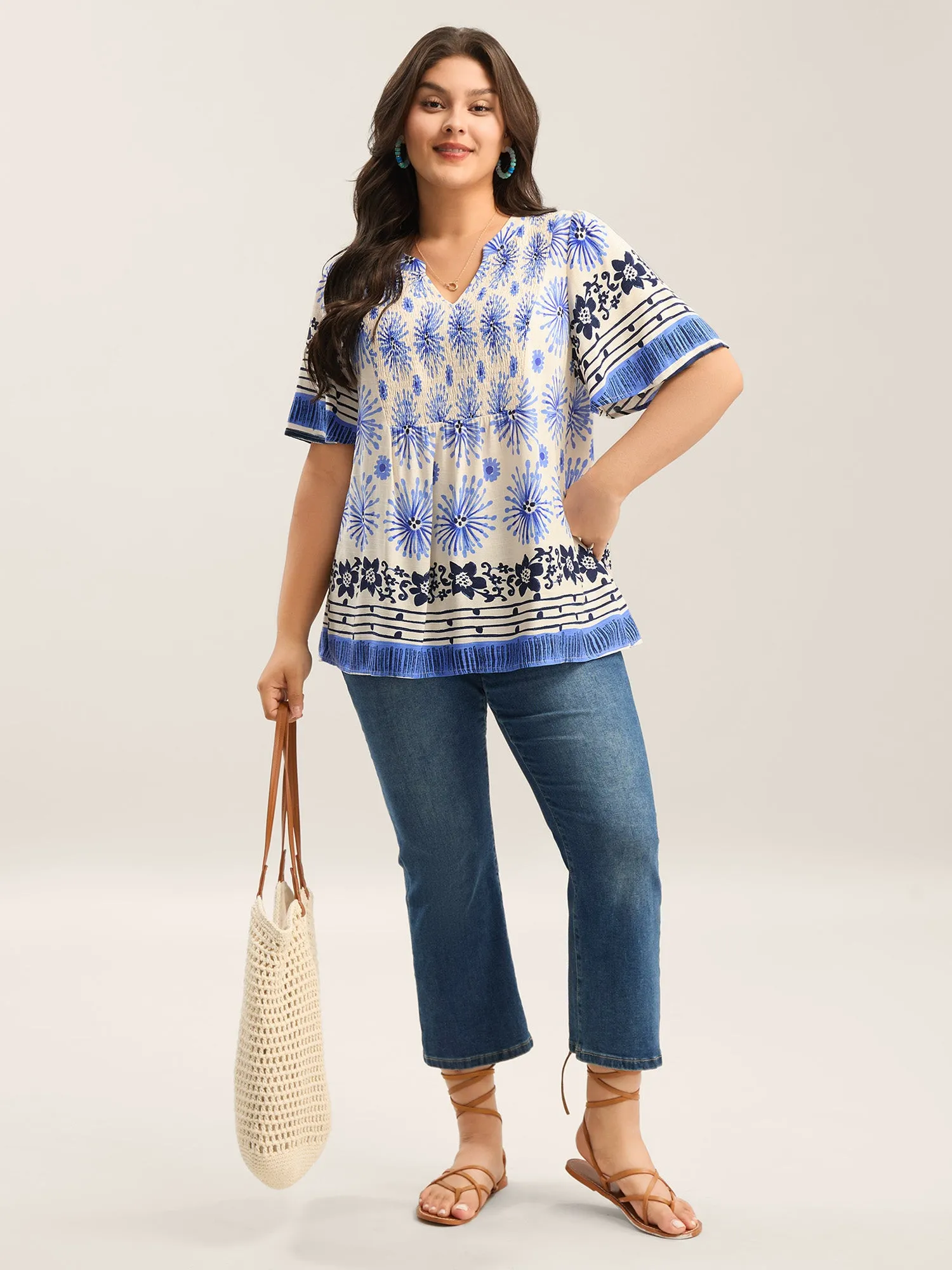 Floral Symphony Print Split Neck Blouse sold by Bloomchic product image thumbnail 3