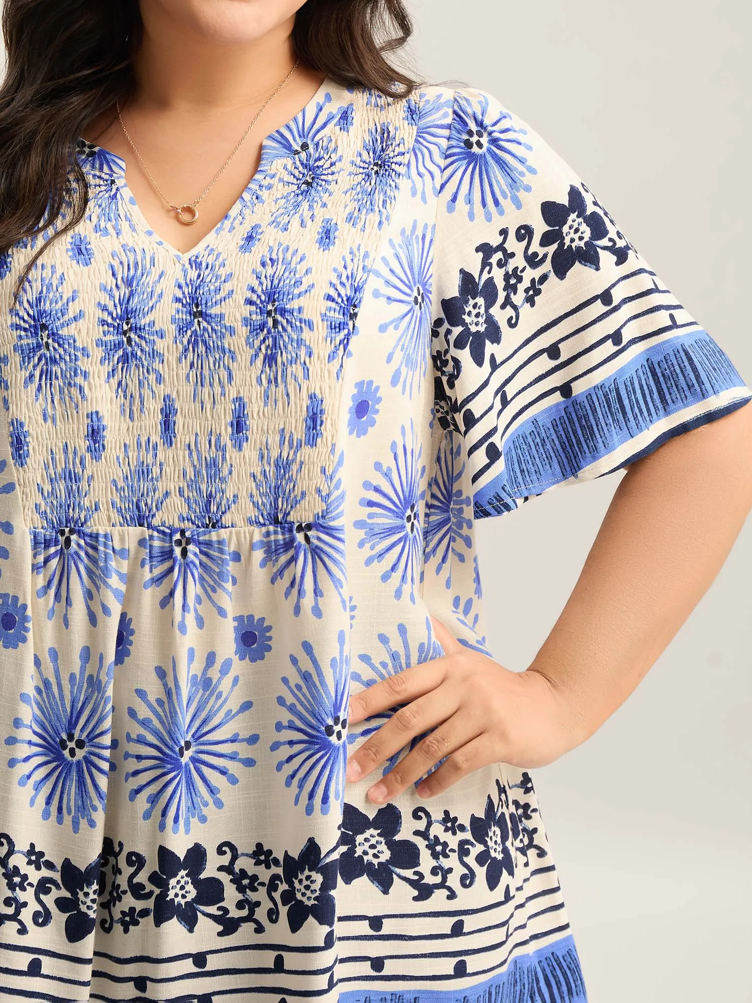 Floral Symphony Print Split Neck Blouse sold by Bloomchic product image thumbnail 2