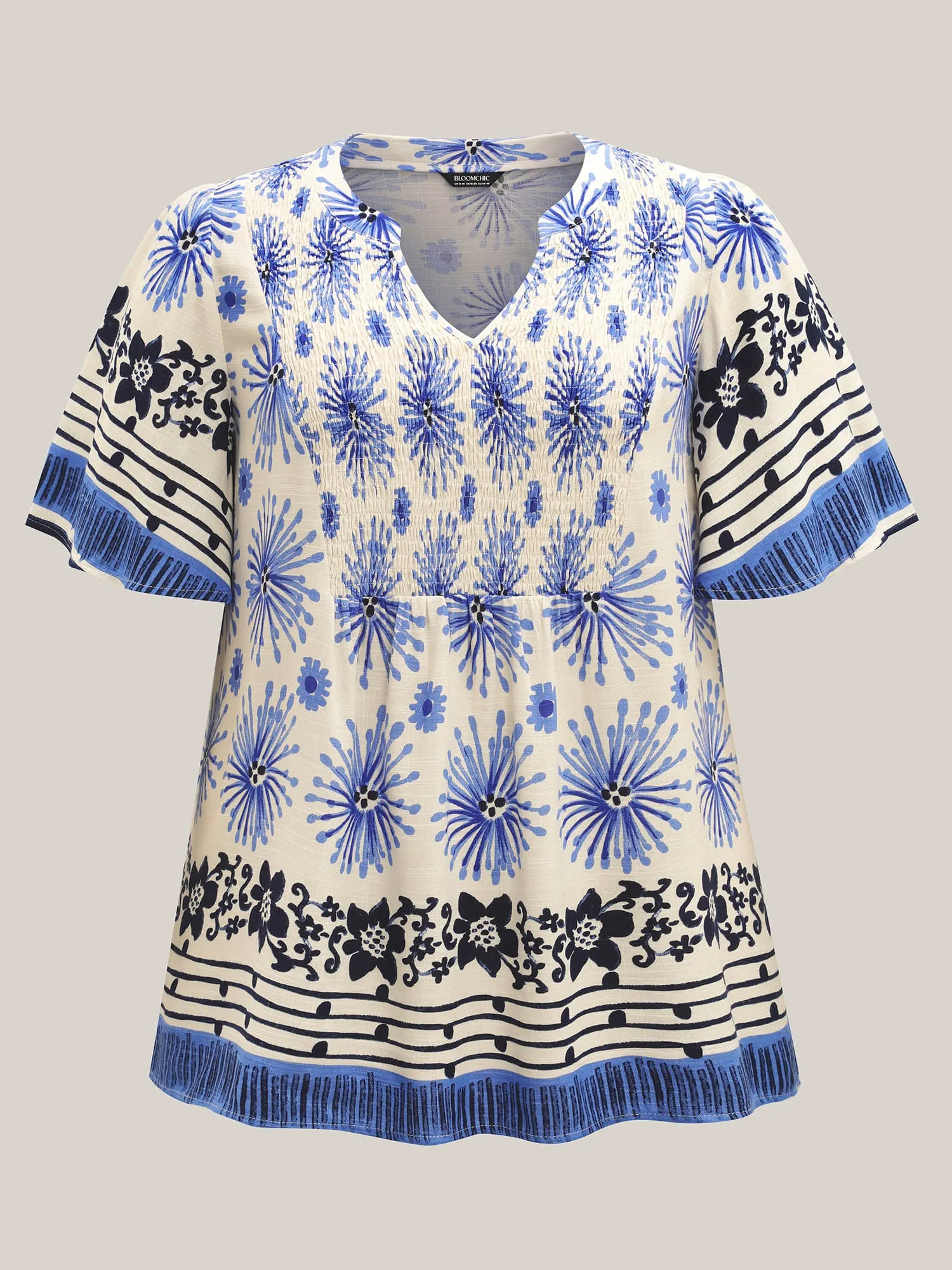 Floral Symphony Print Split Neck Blouse sold by Bloomchic product image thumbnail 5