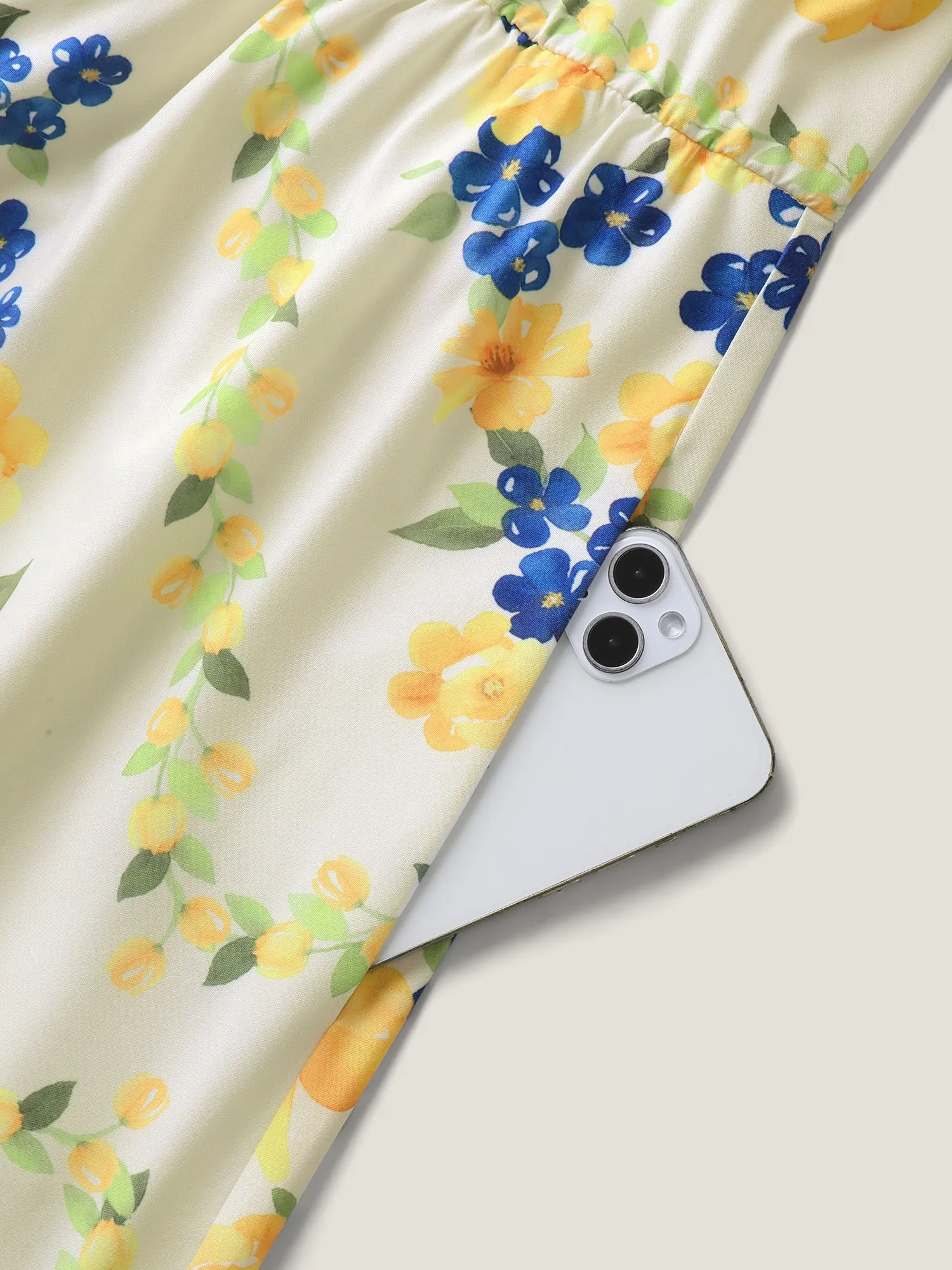 Floral Fun Print Stretchy Waist Midi Dress sold by Bloomchic product image thumbnail 5