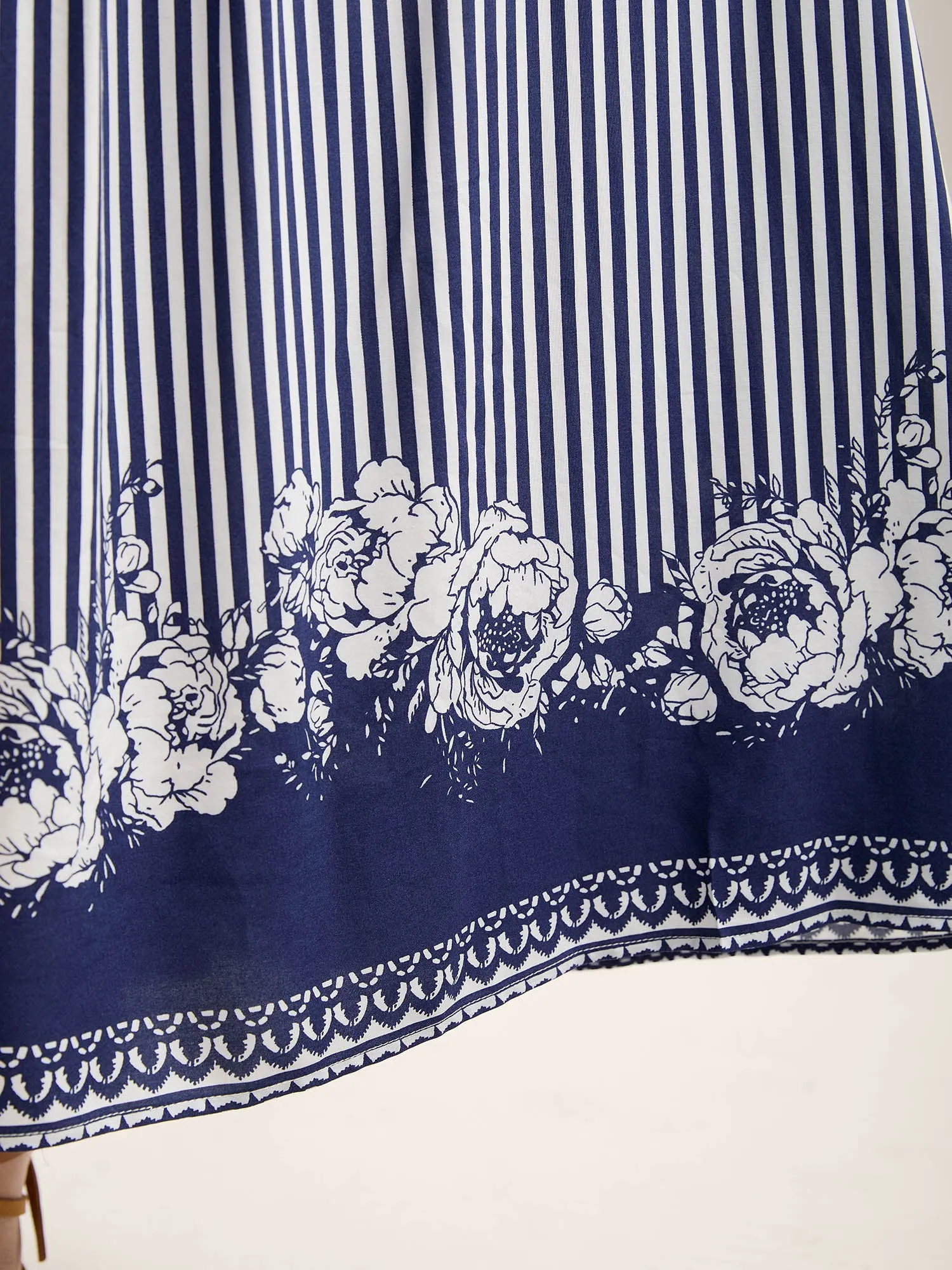 Striped Floral Hem Flowy Maxi Skirt sold by Bloomchic product image thumbnail 3