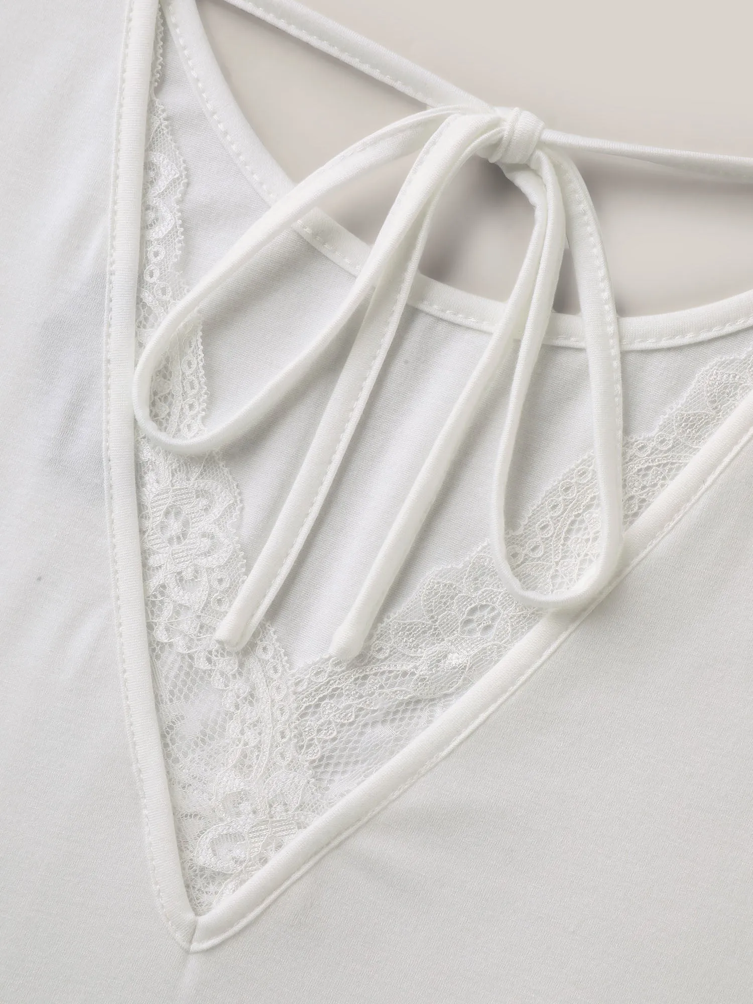 Lace Trim Backless Plain T-Shirt sold by Bloomchic product image thumbnail 5