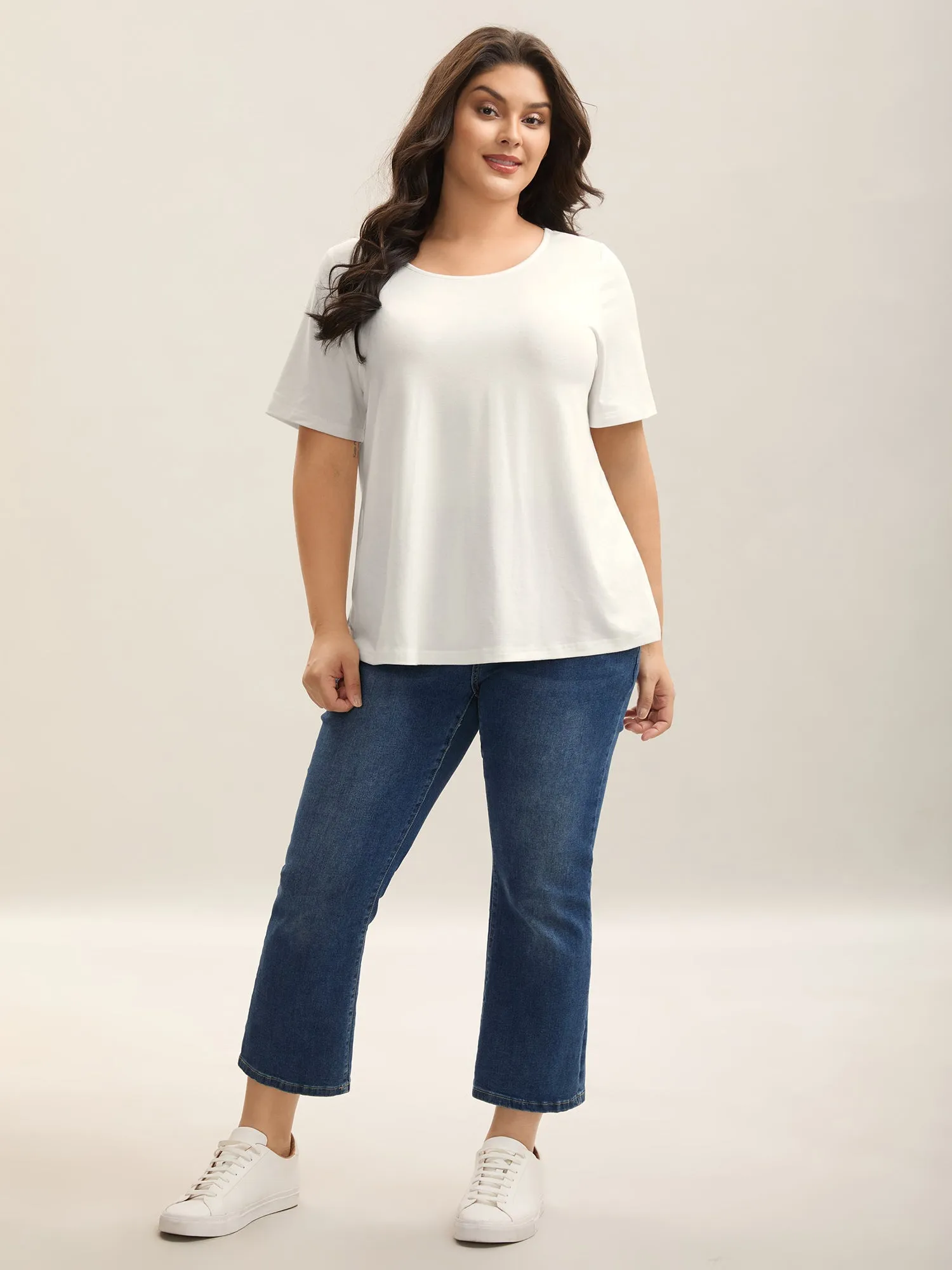 Lace Trim Backless Plain T-Shirt sold by Bloomchic product image thumbnail 3