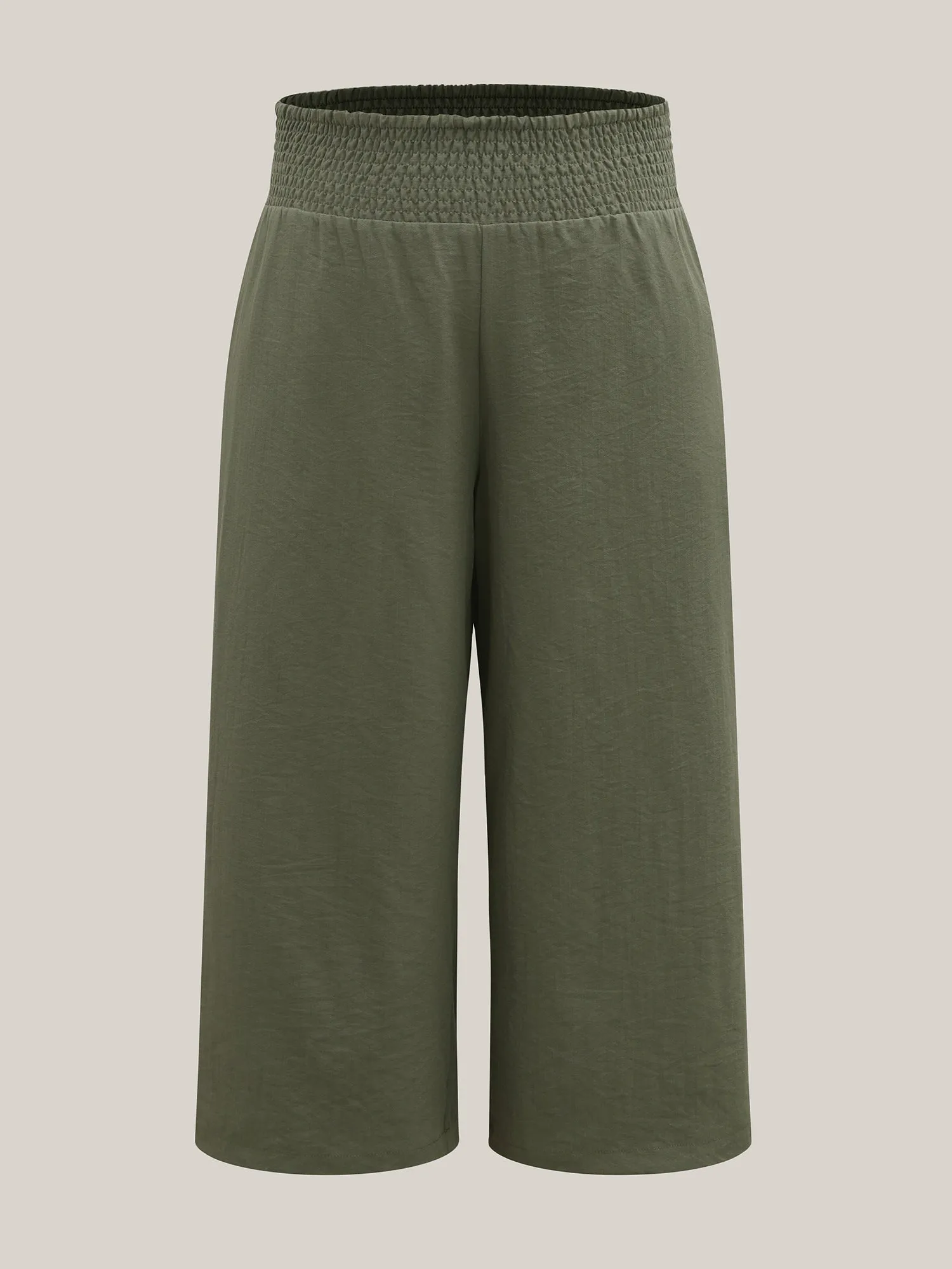 Shirred Waist Wide-Leg Solid Pants sold by Bloomchic product image thumbnail 5