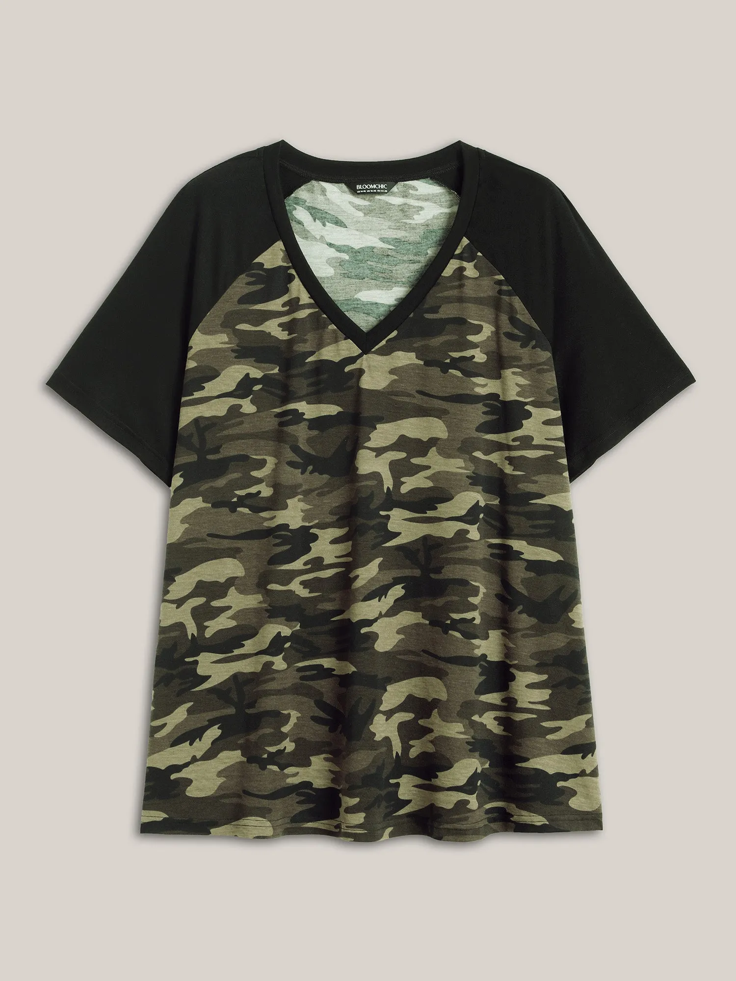 Camouflage Print Raglan Sleeve T-Shirt sold by Bloomchic product image thumbnail 5