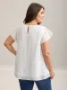 Textured Sheer Lined Flutter Sleeve Blouse sold by Bloomchic