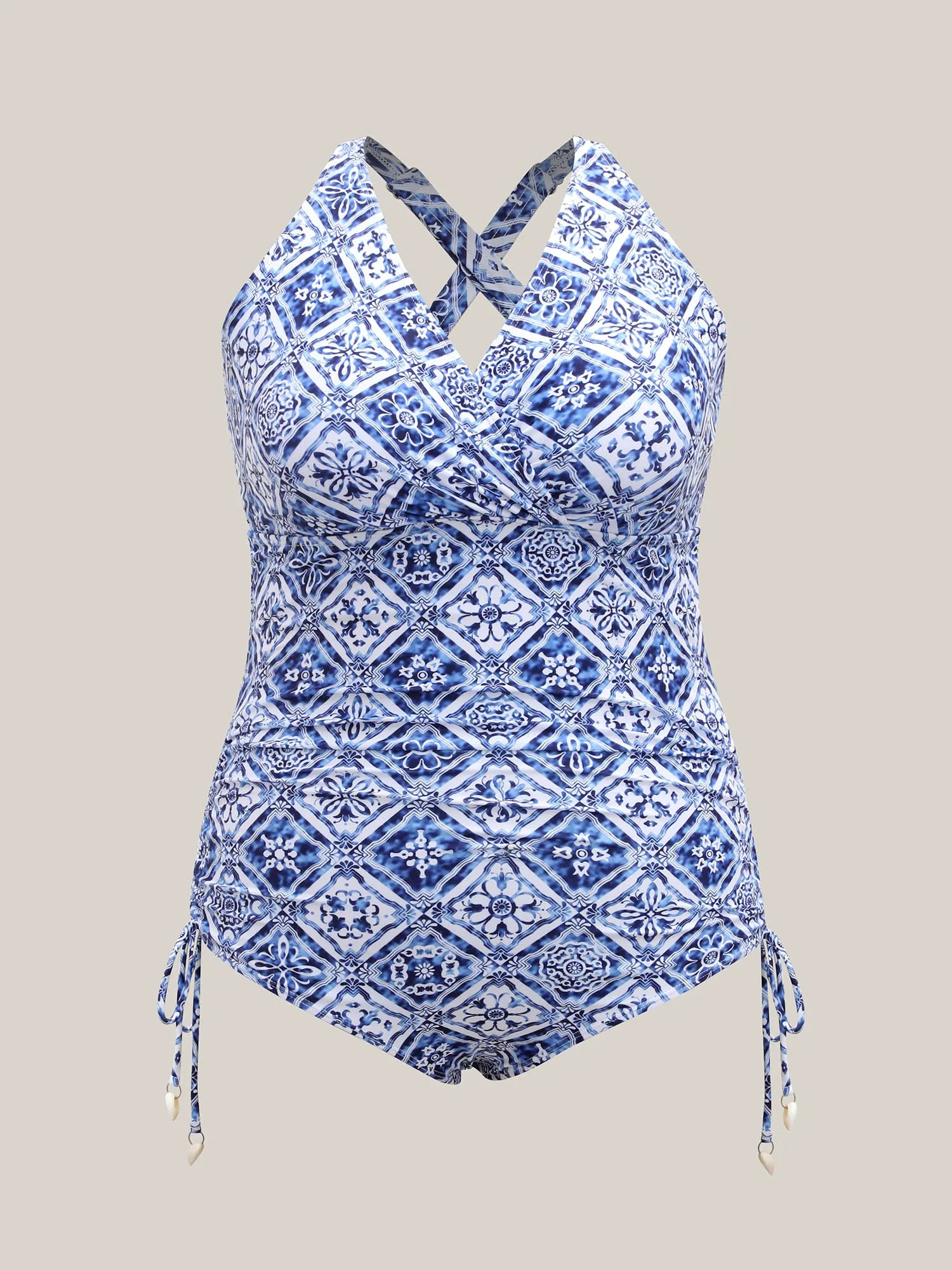 Tropical Paradise Ruched One-Piece Swimsuit sold by Bloomchic product image thumbnail 5