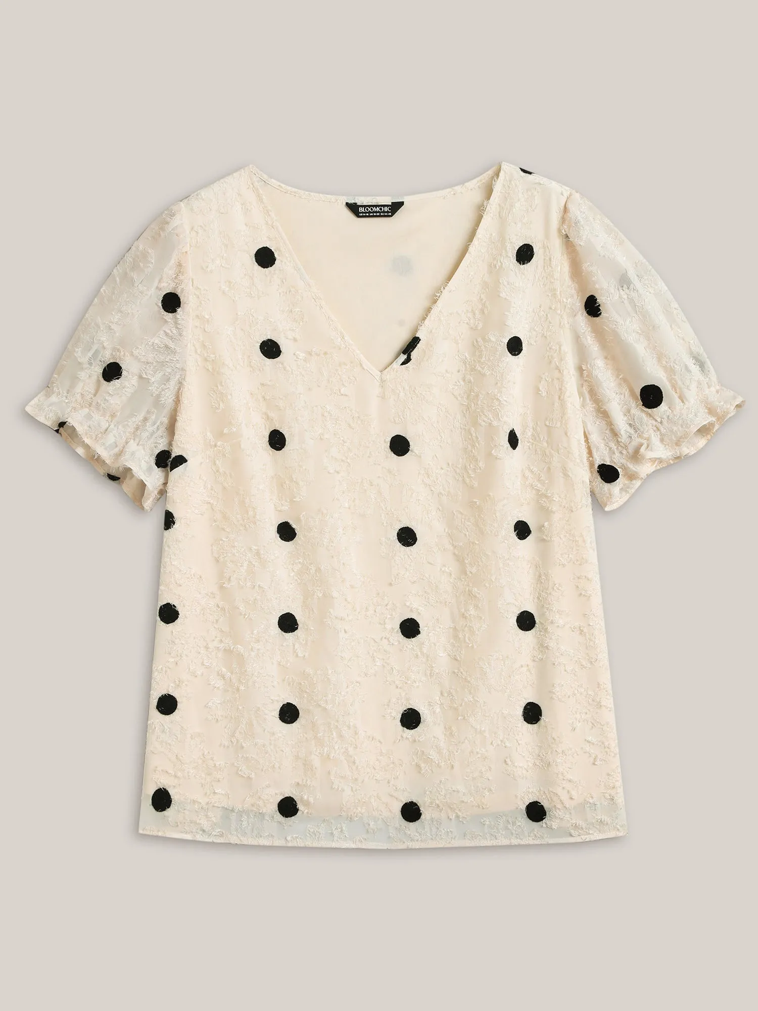 Textured Dots V-Neck Puff Sleeve Blouse sold by Bloomchic product image thumbnail 5