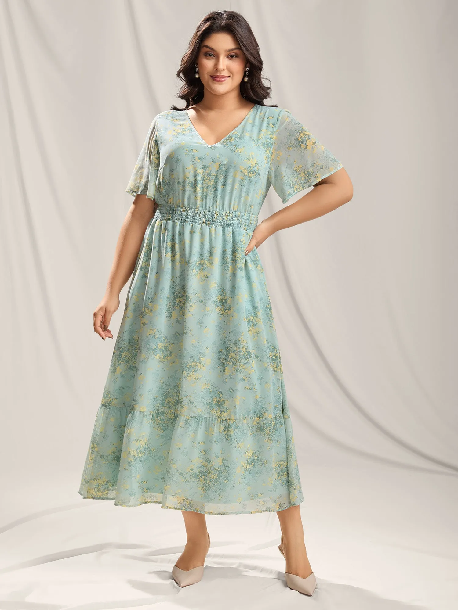 Breezy Floral Shirred Pockets Maxi Dress sold by Bloomchic