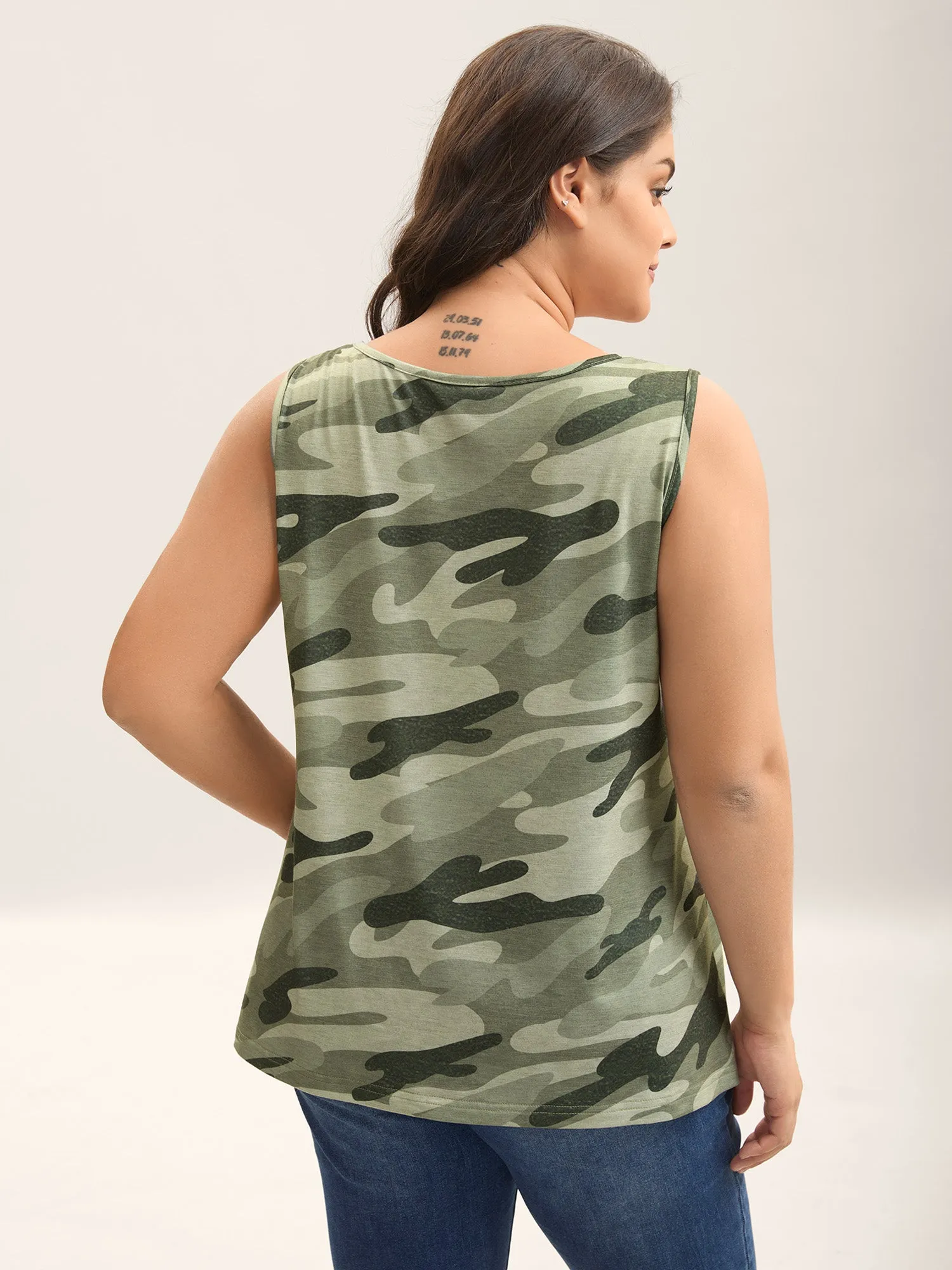 Camouflage Print Round Neck Tank Top sold by Bloomchic product image thumbnail 4