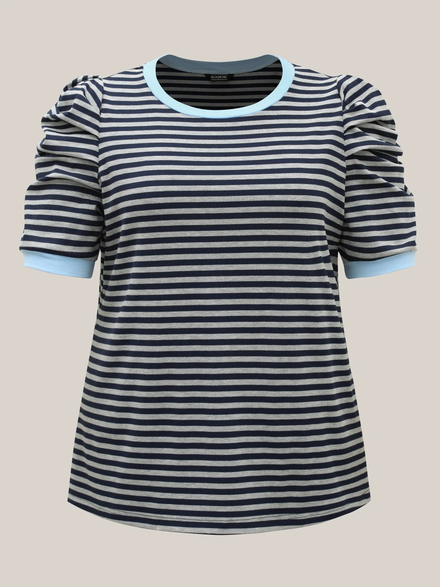 Textured Stripes Color Contrast T-Shirt sold by Bloomchic product image thumbnail 5