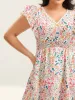 Sweet Floral Print Lace Neck Midi Dress sold by Bloomchic