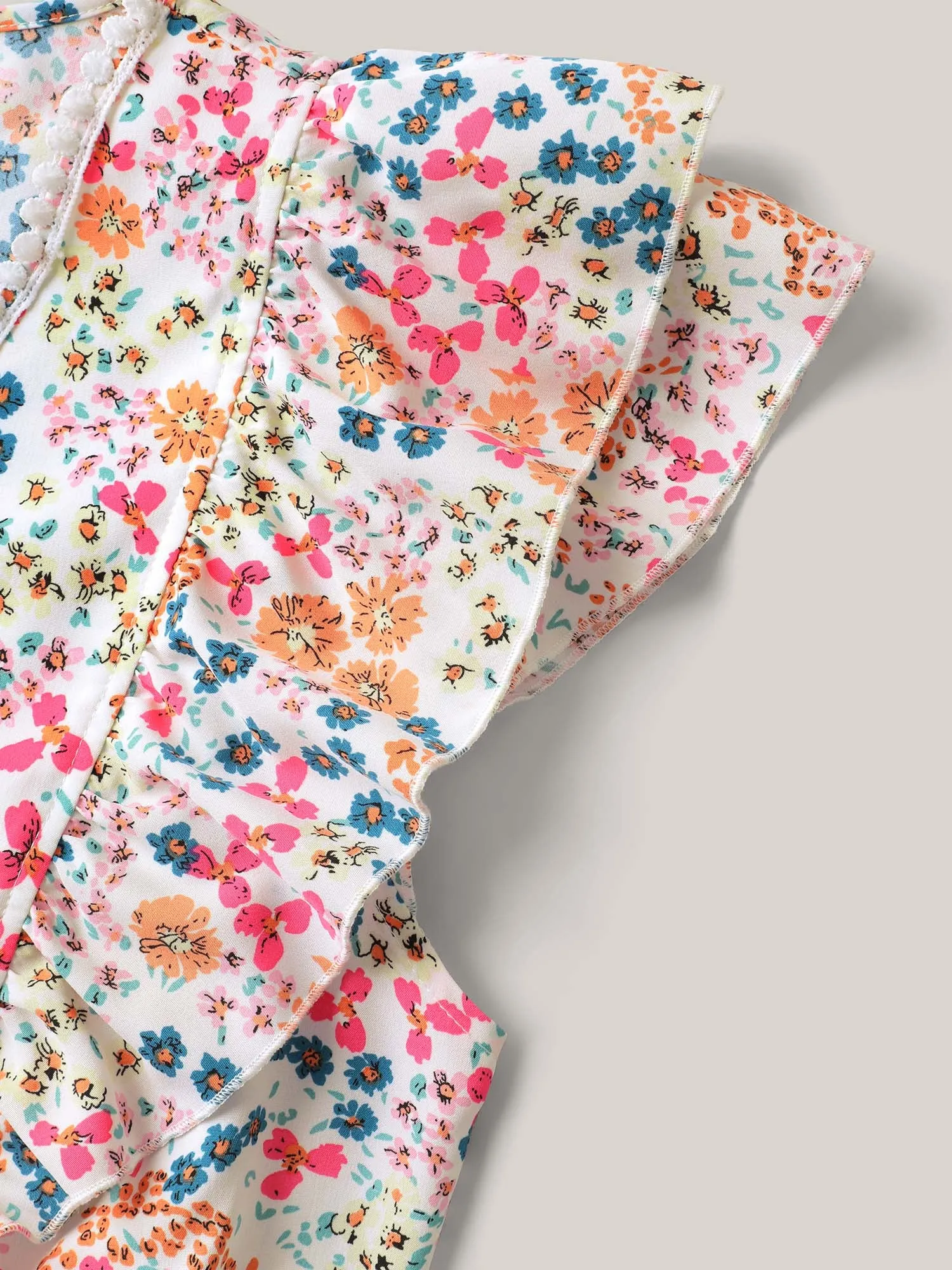 Sweet Floral Print Lace Neck Midi Dress sold by Bloomchic product image thumbnail 5