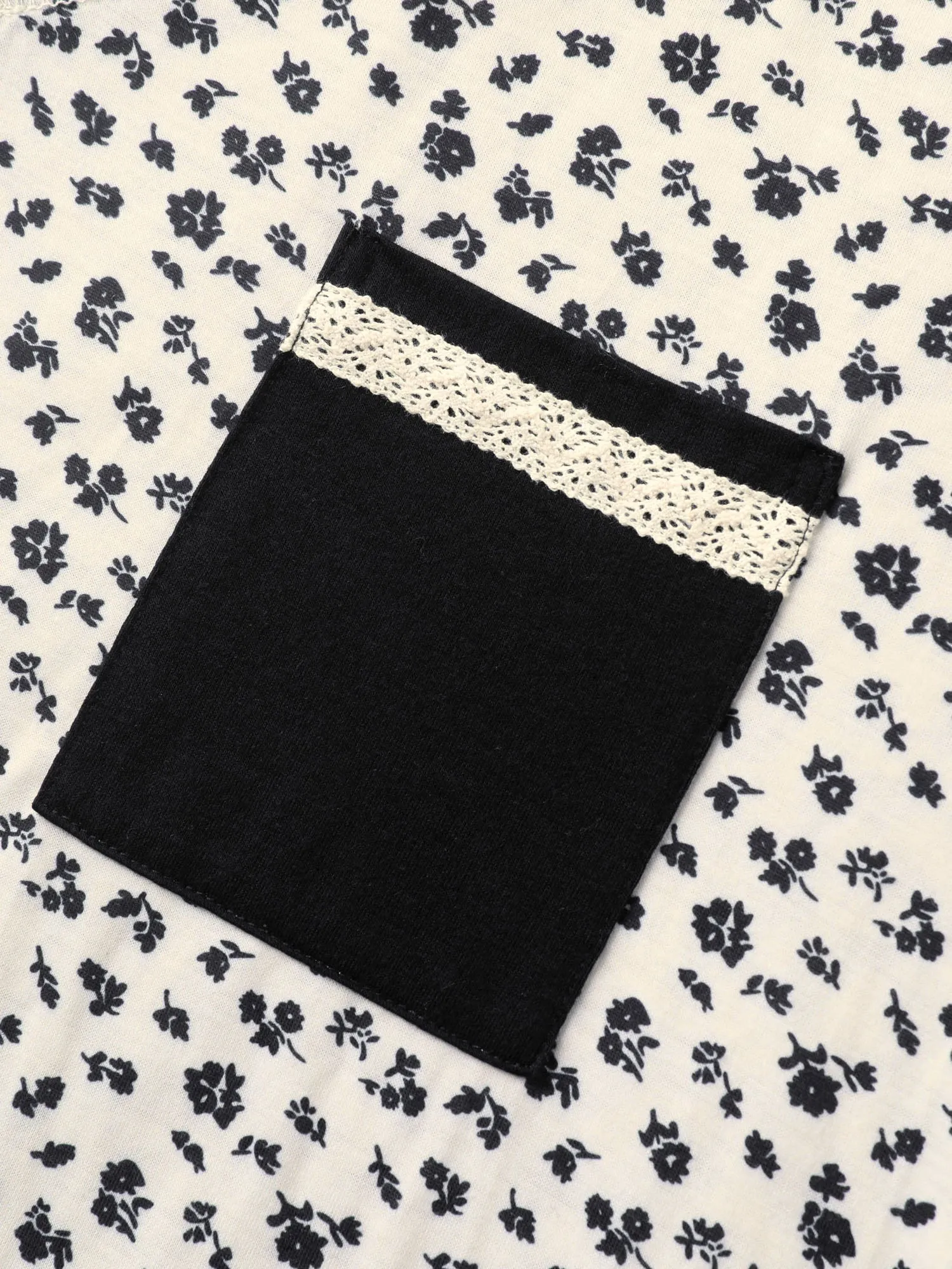 Stretchy Delicate Floral Print Contrast T-Shirt sold by Bloomchic product image thumbnail 5