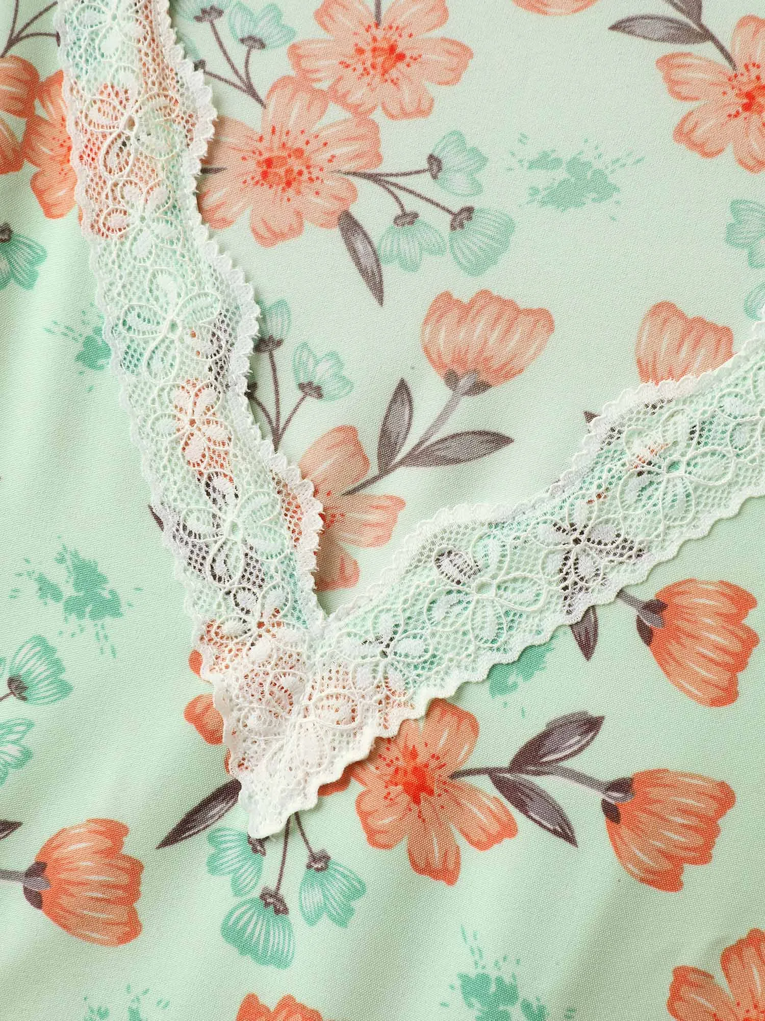 Breezy Floral Print Lace Trim Midi Dress sold by Bloomchic product image thumbnail 5