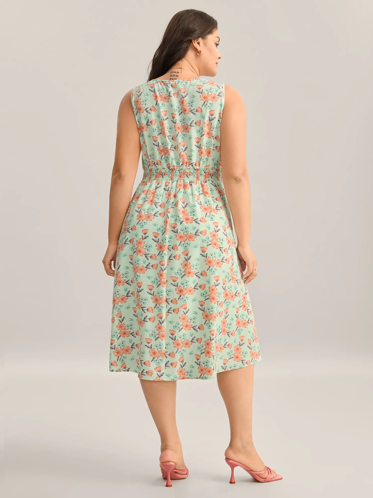 Breezy Floral Print Lace Trim Midi Dress sold by Bloomchic product image thumbnail 4