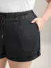 Rolled Hem Straight-Leg Drawstring Shorts sold by Bloomchic