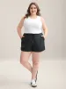 Rolled Hem Straight-Leg Drawstring Shorts sold by Bloomchic