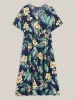 Tropical Floral Print Shirred Waist Midi Dress sold by Bloomchic