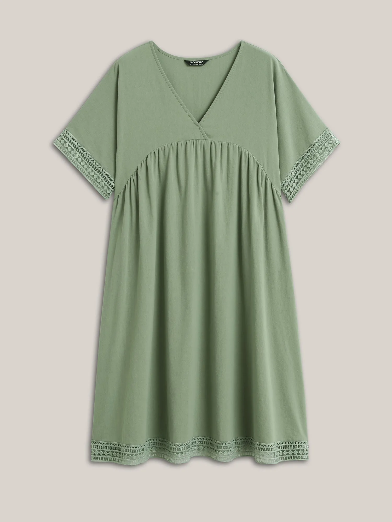 Pure Cotton Lace Trim Sleeve Midi Dress sold by Bloomchic product image thumbnail 5