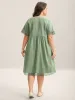 Pure Cotton Lace Trim Sleeve Midi Dress sold by Bloomchic